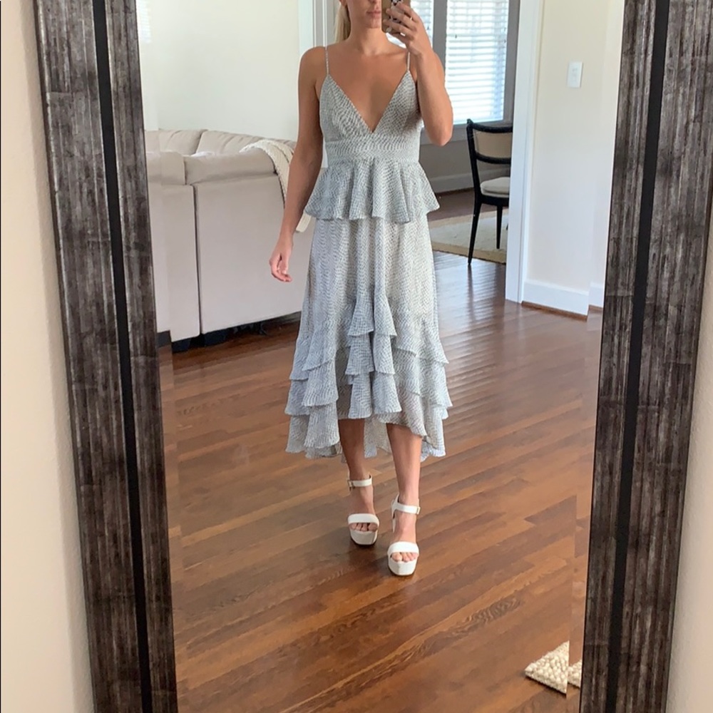 Georgia grey scale high low midi dress